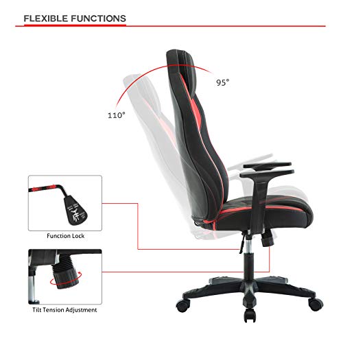 IntimaTe WM Heart Silla Gaming Tela, Silla Oficina Ergonomica, Silla Giratoria Escritorio Racing, Altura Ajustable Alto Respaldo, Rojo