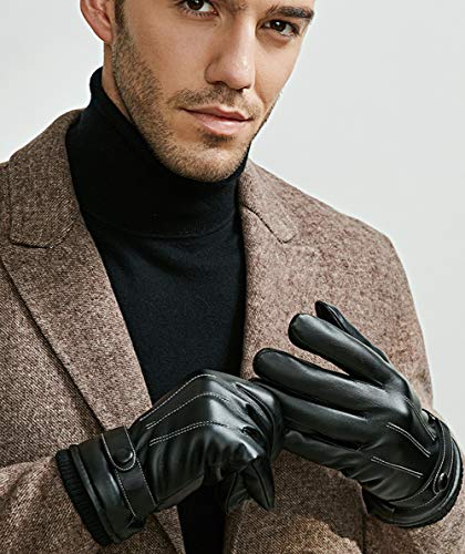 Invierno Guantes Hombre Falso Cuero Calentar Prueba del Viento Prueba de Frío Térmico Mitones Antideslizante Pantalla Táctil para Aire Libre del Deportes Mujeres Adolescentes