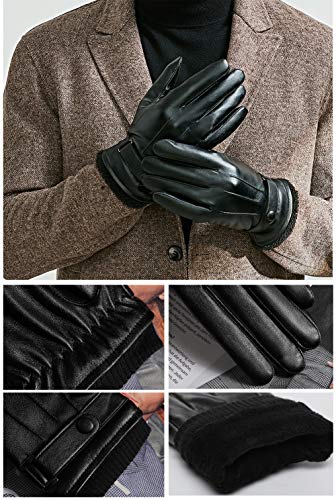 Invierno Guantes Hombre Falso Cuero Calentar Prueba del Viento Prueba de Frío Térmico Mitones Antideslizante Pantalla Táctil para Aire Libre del Deportes Mujeres Adolescentes