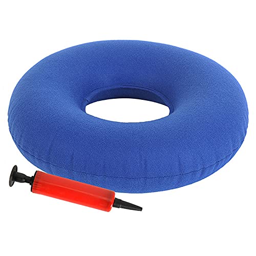 Irtyif Cojín de Asiento de hemorroides, cojín de Asiento Inflable, cojín de Asiento Inflable para aliviar el estrés, hemorroides, Dolor Lumbar, ciática, Soporte postural, 36x13cm, Azul