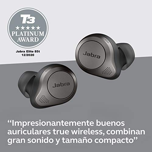 Jabra Elite 85t - Auriculares Inalámbricos True Wireless con cancelación activa de ruido avanzada, batería de larga duración y potentes altavoces - Estuche de carga inalámbrica - Negro titanio