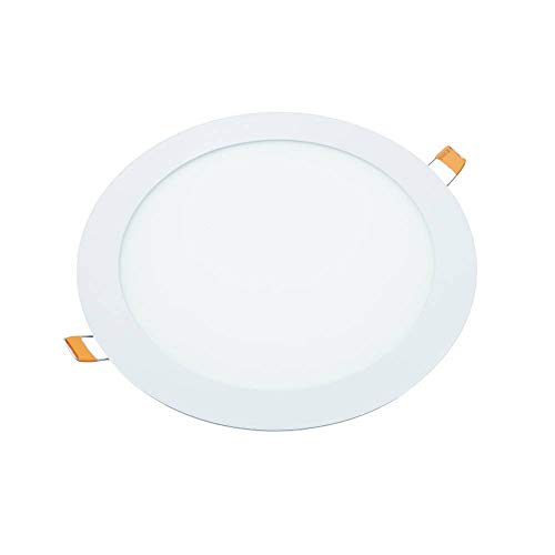 JANDEI - 2x Downlight LED 18W Redondo, Plano De Empotrar Aluminio Aro Blanco Mate Blanca Fría 6000K(equivalente a 140W), Para Hueco De 200-205mm Blanco Medida 220mm