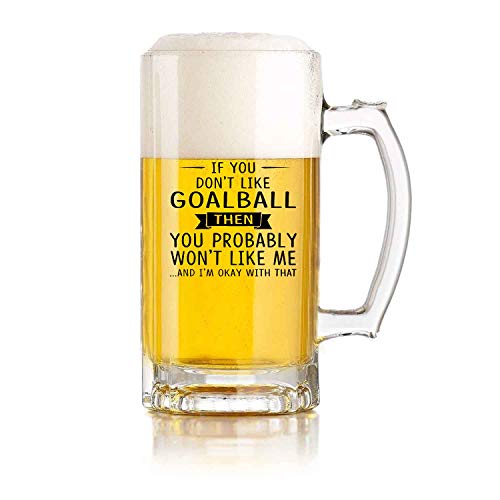 Jarra de cerveza de vidrio para restaurante, jarra de cerveza para juegos de pelota, amantes de Goalball si no te gusta Goalball