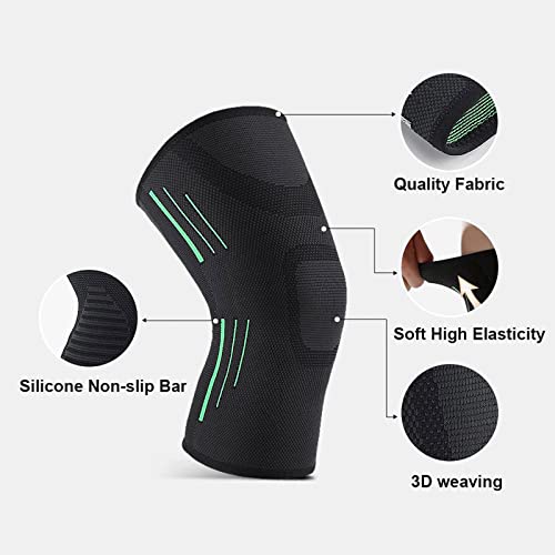 JIYANANDPHX Rodilleras Rodilleras for Deportes 1 unids Running Cycling Soporte Sarteles Elástico Baloncesto Volleybal Tennisl Fitness Knee Pads Gimnasios Accesorios (Color : Green, Size : Medium)