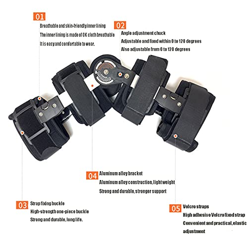 JMYSD Ortesis De Rodilla con Bisagras Ajustables ROM Ortesis De Inmovilizador De Rodilla Ortesis De Pierna Ortesis De Rótula Ortopédica Soporte De Rodilla Inmovilizador De Rodilla,Negro