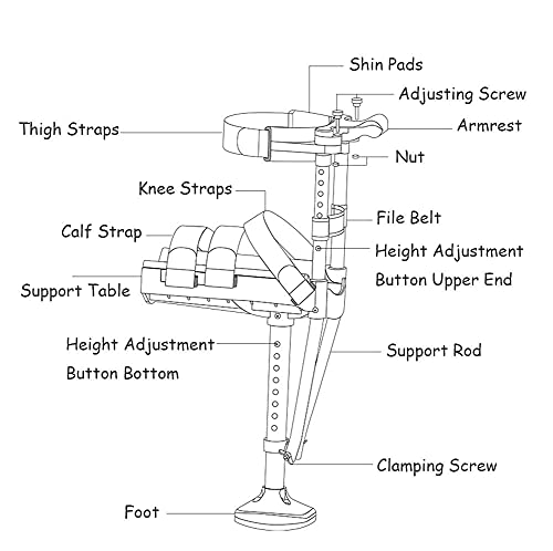 Joyfitness Muleta De Rodilla De Mano Libre Antideslizante Ajustable, Soporte De Andador Telescópico De Una Sola Pierna Ajustable En Altura para Lesiones/Discapacidades/Soportes para Ancianos