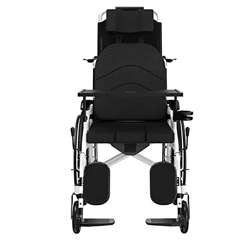 Joyfitness Silla De Ruedas Plegable Easy Ultralight, Estructura De Acero,Silla De Ruedas Plegable, Autopropulsable，Acostarse, con Mesa De Comedor Y Orinal