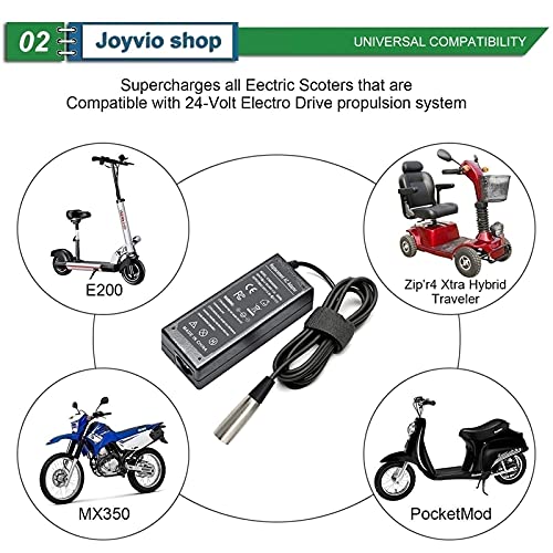 joyvio Cargador de batería para Scooter de 24 V 2 A para Go-Go Elite Traveller Ezip 400500; Schwinn S300 S350 S400 S500 Jazzy Silla eléctrica Mongoose M300 M350 Series (Size : 2A)