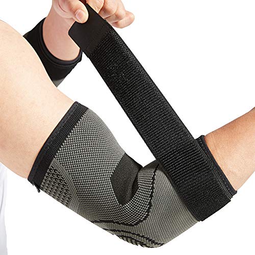 Juego de 2 coderas con correa para tendinitis, mangas de compresión para codo de tenista y codo de golfista, talla M