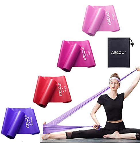 Juego de 4 bandas elásticas de fitness, con una bolsa de transporte, bandas de resistencia con juego de 4 bandas de entrenamiento para yoga, pilates, fisioterapia