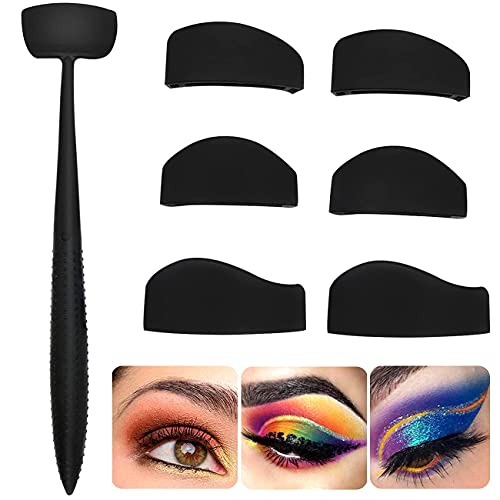 Juego de 6 en 1 de silicona con forma de pliegue de sombra de ojos, sello silicona para sombra de ojos, kit de línea de pliegue, plantilla de sombra de ojos precisa para el maquillaje de las mujeres