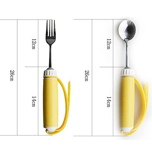 Juegos de vajilla para ancianos Cuchara/Tenedor Mano Sacudir Entrenamiento Comer Alimentos Ayudas para comer Hemipléjico Parkinson Cubiertos para personas mayores discapacitadas (2 piezas)