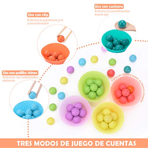 Juguete de Madera Niños, Juego de Pesca Magnética Juego de Cuentas de Clip, Creativo Juguete Educativo para Niños y Padres, Educación Temprana Palillos Cuentas Rompecabezas Manos Cerebro Entrenamiento