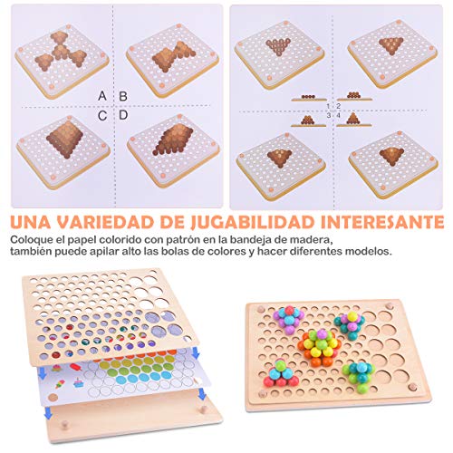 Juguete de Madera Niños, Juego de Pesca Magnética Juego de Cuentas de Clip, Creativo Juguete Educativo para Niños y Padres, Educación Temprana Palillos Cuentas Rompecabezas Manos Cerebro Entrenamiento