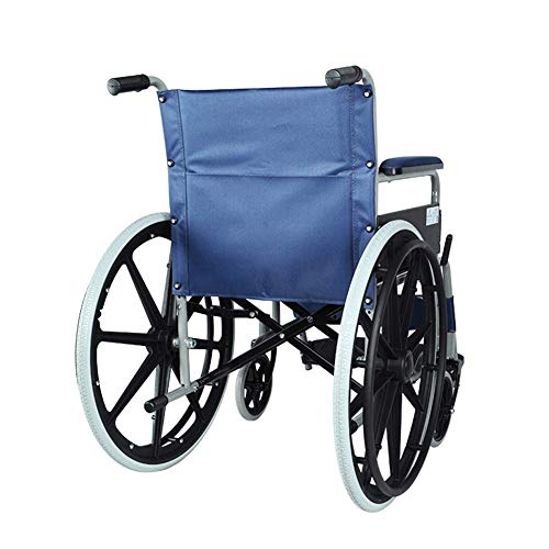 JY Medical Lightweight Steel Frame Expedition Transporte Silla de ruedas con frenos de mano, Silla plegable es portátil, Asiento 45Cm Cómodo