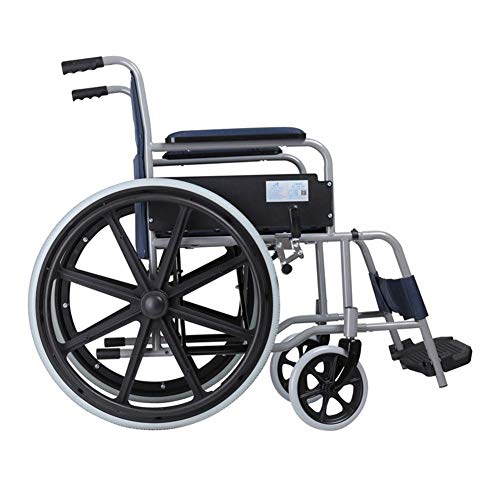 JY Medical Lightweight Steel Frame Expedition Transporte Silla de ruedas con frenos de mano, Silla plegable es portátil, Asiento 45Cm Cómodo