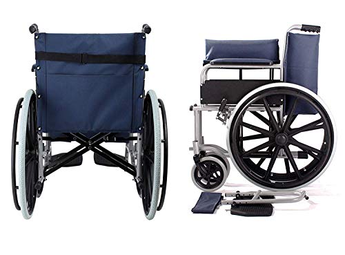 JY Medical Lightweight Steel Frame Expedition Transporte Silla de ruedas con frenos de mano, Silla plegable es portátil, Asiento 45Cm Cómodo