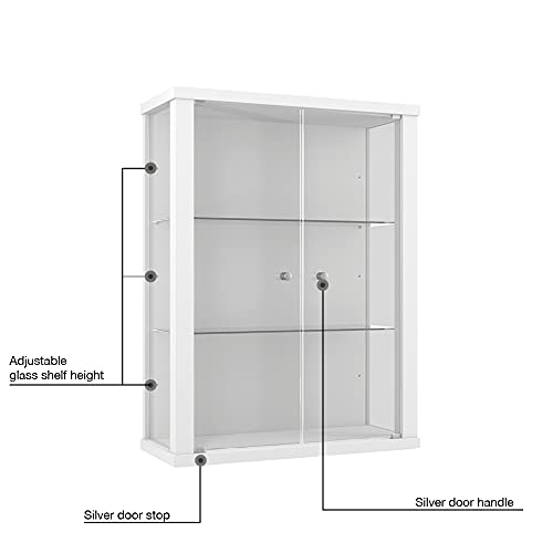 K-Möbel Vitrina en Blanco con 2 estantes de Vidrio Regulables en Altura con Las Dimensiones externas 80x60x25 cm.