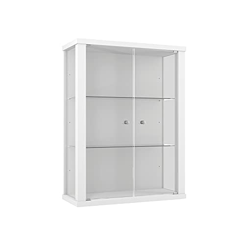 K-Möbel Vitrina en Blanco con 2 estantes de Vidrio Regulables en Altura con Las Dimensiones externas 80x60x25 cm.