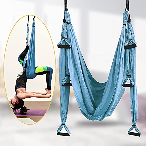 Kacsoo Columpio de Yoga Aéreo con Accesorios Hamaca de Yoga Aéreo 250 * 145cm Juego de Hamaca de Yoga Carga de 200 kg Yoga Swing Set para Colgarse y Aliviar el Dolor de Espalda,para Gimnasio,hogar