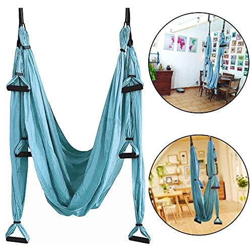 Kacsoo Columpio de Yoga Aéreo con Accesorios Hamaca de Yoga Aéreo 250 * 145cm Juego de Hamaca de Yoga Carga de 200 kg Yoga Swing Set para Colgarse y Aliviar el Dolor de Espalda,para Gimnasio,hogar