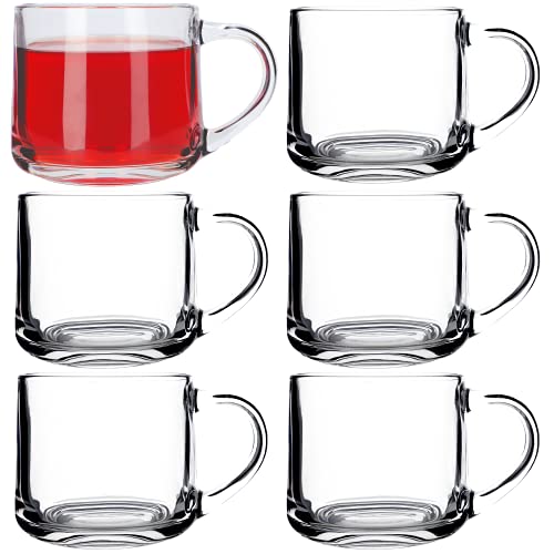 KADAX Juego de 6 vasos de té, vasos con asa, 350 ml, vasos de cristal grueso, vasos para té, café, agua, zumo, capuchino, té helado, café, vasos de cristal