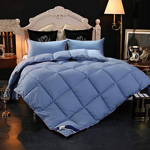 KAISUN Ropa De Cama Edredón Suave E Hipoalergénico, Plumón De Ganso Y Edredón, Tela Antiácaros Y Anti-Plumas Hipoalergénico, Costura para Todas Las Estaciones (Azul,220x240cm 4kg)