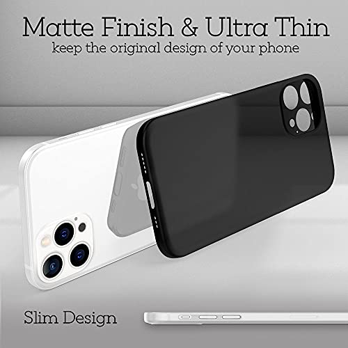 Kaliroo Ultra-Fina 0,3mm Hardcase Compatible con iPhone 13 Pro Funda, Semi-Transparente Mate Anti-Huellas Extra Slim & Ligera, Carcasa Protectora Delgado Cover, Silk Touch Case Estuche, Color:Negro