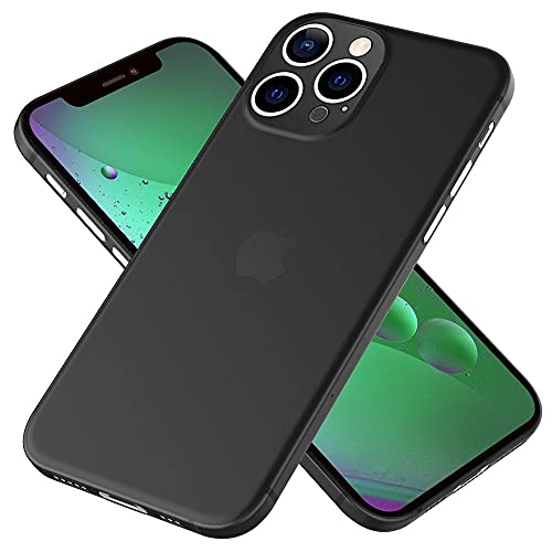 Kaliroo Ultra-Fina 0,3mm Hardcase Compatible con iPhone 13 Pro Funda, Semi-Transparente Mate Anti-Huellas Extra Slim & Ligera, Carcasa Protectora Delgado Cover, Silk Touch Case Estuche, Color:Negro