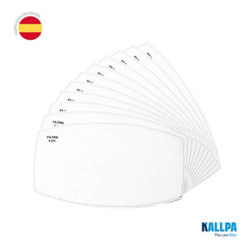 KALLPA® 5 filtros para mascarillas niños UNE0065 - REUTILIZABLES - fabricados en ESPAÑA - hidrófobo, antiestático y antibacteriano, muy transpirable, (TNT) (tnt)