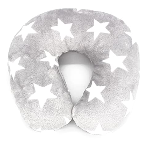 Kamaca Almohada cervical con funda de franela suave, 260 g/m², uso universal, apoyo y práctico para viajes (estrellas grises claras)