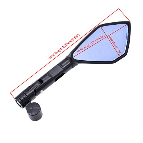 KATUR Espejos retrovisores en el Manillar de la Motocicleta Espejo retrovisor Espejos Negros para Motocicletas 8MM 10MM Pernos roscados en Sentido horario Soportes para S uzuki H Onda V ictory