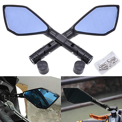 KATUR Espejos retrovisores en el Manillar de la Motocicleta Espejo retrovisor Espejos Negros para Motocicletas 8MM 10MM Pernos roscados en Sentido horario Soportes para S uzuki H Onda V ictory