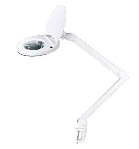 Kemot NAR0299 Lámpara de taller con lupa, 5 dioptrías, 12,7 cm, 22 W, T4, cristal, color blanco