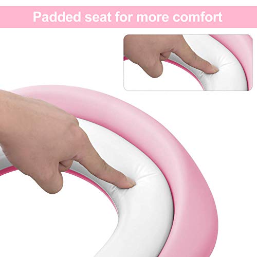 KEPLIN - Escalera de aprendizaje infantil para asiento de inodoro con escalón ancho antideslizante y cojín suave rosa rosa