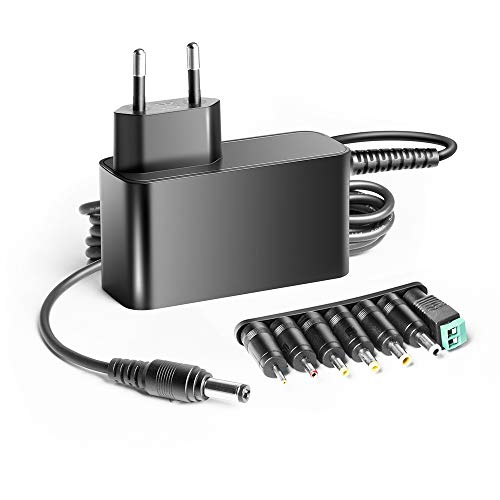 KFD Cargador 12V 220V Alimentador Adaptador Universal Corriente Para Western Digital, Disco duro externo, Dvd externo, LED Power Strip Fuente alimentación Transformador 12V 2A Power Supply Con 6 Tipos