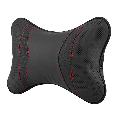 KIMISS Almohada de Cuello para Asiento de Coche, Cojín para la Cabeza Cojín de Descanso Cojín de Almohada Apoyo Kit de Viaje(Negro)