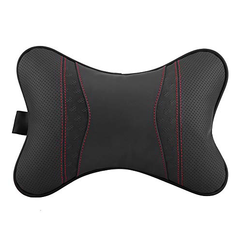 KIMISS Almohada de Cuello para Asiento de Coche, Cojín para la Cabeza Cojín de Descanso Cojín de Almohada Apoyo Kit de Viaje(Negro)