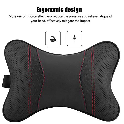 KIMISS Almohada de Cuello para Asiento de Coche, Cojín para la Cabeza Cojín de Descanso Cojín de Almohada Apoyo Kit de Viaje(Negro)