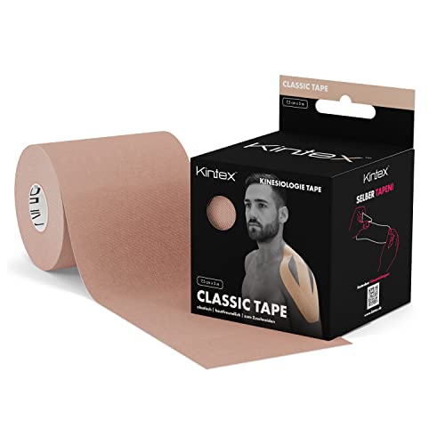 Kintex Cinta Kinesiology Classic 5cm x 5m, Cinta fisiológica, Cinta terapéutica, elástica, impermeable Beige