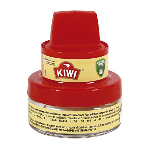 KIWI Crema abrillantadora con aplicador, Nutre y Protege, para calzado Incoloro, 50ml