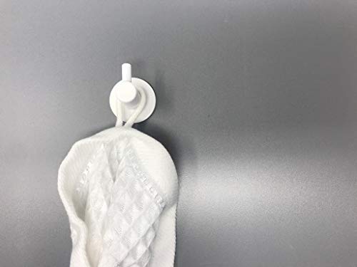 Kon-fort Home Colgador toalla blanco, Juego 2 accesorios baño de diseño, acero inoxidable blanco, para colgar toallas, albornoces, sombreros. Perchas de pared resistentes, color blanco mate.