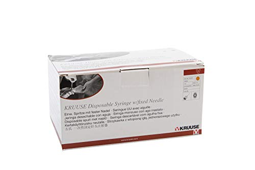 KRUUSE disposable jeringa con aguja, 3-comp, 1 ml, 25G x 5/8, 100 / paquete