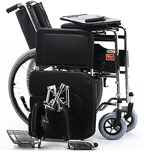 ksamwjf Silla de Ruedas reclinable, Silla de Ruedas Conveniente Plegable autopropulsada, Orinal de 24 Pulgadas, Marco Ajustable para piernas, Apto para Personas Mayores discapacitadas