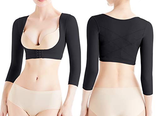 KSKshape - Formador de brazo para mujer con mangas de compresión para después quirúrgicas de adelgazamiento de las mangas correctoras de postura Negro Negro L