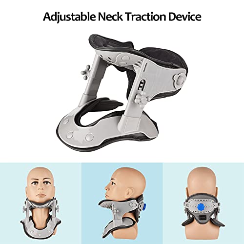 Ksodgun Dispositivo de tracción del cuello cervical Collar extensible de cuello ajustable para una mejor alineación de la columna Alivio y soporte del dolor de cuello