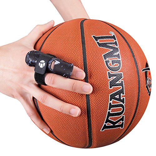 Kuangmi dedo manga soporte Protector dedo evita lesiones durante la practica deportiva 1 pieza, Black L/XL