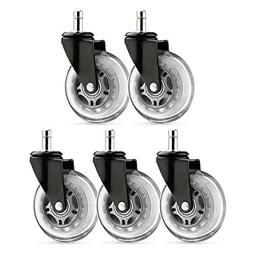 kwmobile Ruedas para Silla de Oficina - Set de 5X Rueda de Repuesto giratoria Universal de Ø 75 MM para Escritorio Mesa sillas Muebles mesas - Gris