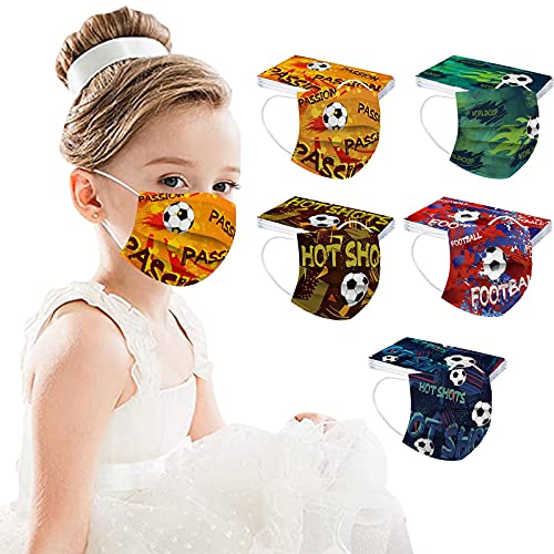 KYZRUIER 50PC Niños Infantil para mascarillas, Infantiles Colores desechable para mascarilla 3 Capas Surtidos,Dibujos Animados para Actividades Aire Libre, Patrón Escuela, Fiesta (J)