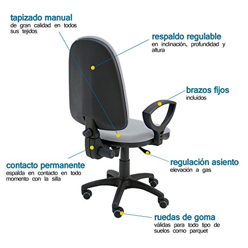 La Silla de Claudia - Silla Escritorio y Oficina Torino Gris Oscuro. Silla Oficina ergonómica con reposabrazos. Asiento y Respaldo Regulables. Ruedas de Goma